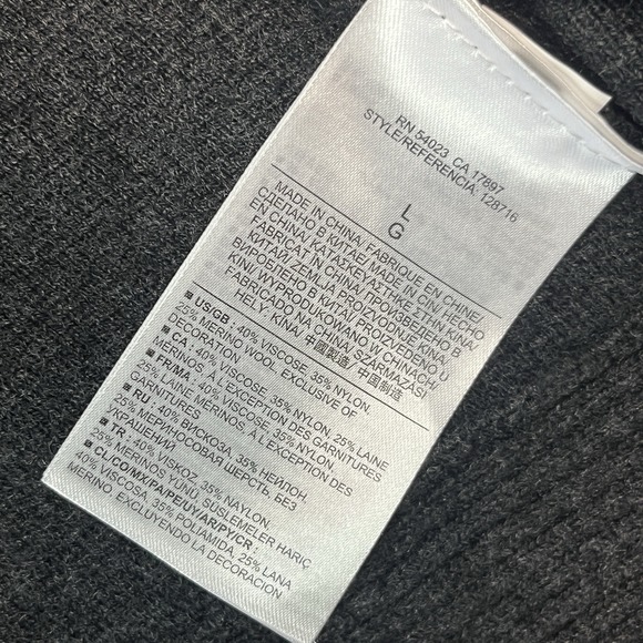 J Crew Merino Wool Blend Knit Motorcycle Moto Jacket Full Zip Asymmetric L - Picture 7 of 7